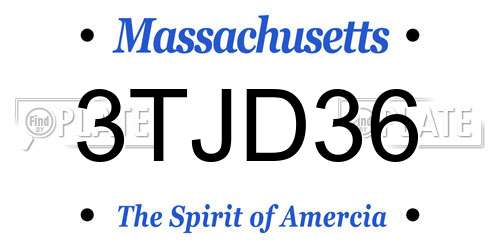 3TJD36 Massachusetts License Plate