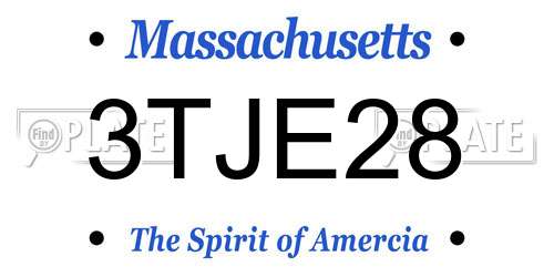 3TJE28 Massachusetts License Plate