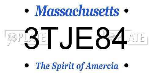 3TJE84 Massachusetts License Plate