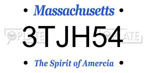 3TJH54 Massachusetts License Plate