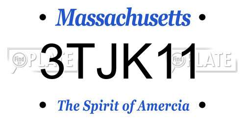 3TJK11 Massachusetts License Plate