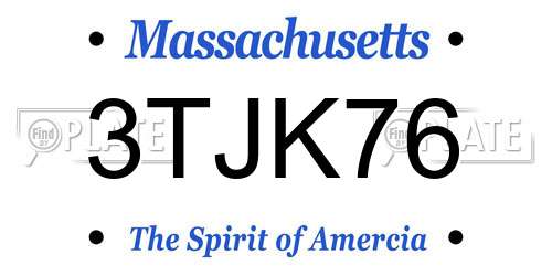 3TJK76 Massachusetts License Plate
