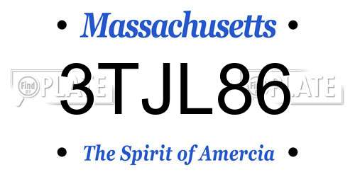 3TJL86 Massachusetts License Plate