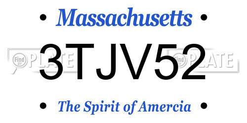3TJV52 Massachusetts License Plate