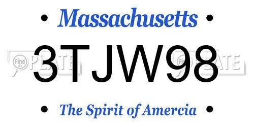 3TJW98 Massachusetts License Plate