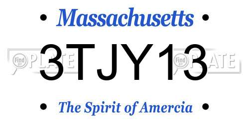 3TJY13 Massachusetts License Plate
