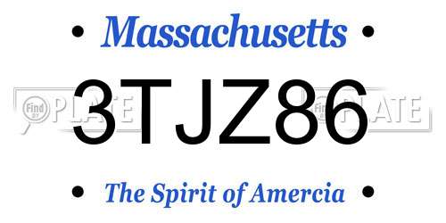 3TJZ86 Massachusetts License Plate