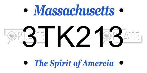 3TK213 Massachusetts License Plate