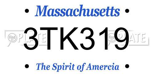 3TK319 Massachusetts License Plate