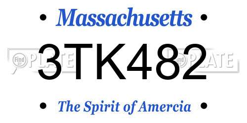 3TK482 Massachusetts License Plate
