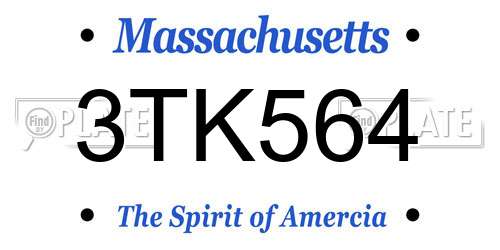 3TK564 Massachusetts License Plate