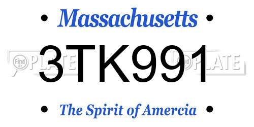 3TK991 Massachusetts License Plate