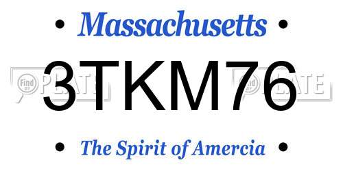 3TKM76 Massachusetts License Plate
