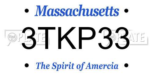 3TKP33 Massachusetts License Plate