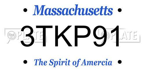 3TKP91 Massachusetts License Plate