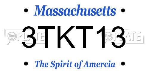 3TKT13 Massachusetts License Plate