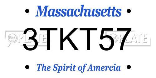 3TKT57 Massachusetts License Plate