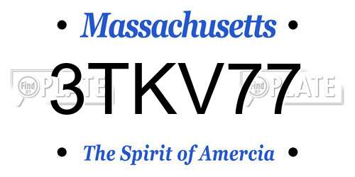3TKV77 Massachusetts License Plate