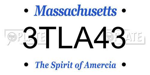 3TLA43 Massachusetts License Plate
