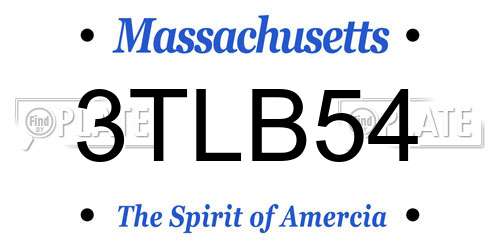 3TLB54 Massachusetts License Plate