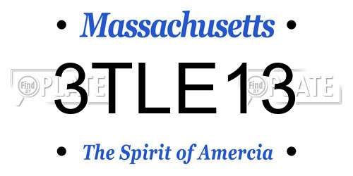 3TLE13 Massachusetts License Plate
