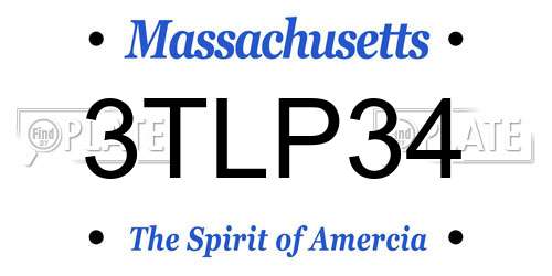 3TLP34 Massachusetts License Plate