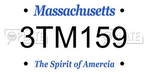 3TM159 Massachusetts License Plate