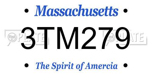 3TM279 Massachusetts License Plate