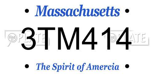 3TM414 Massachusetts License Plate