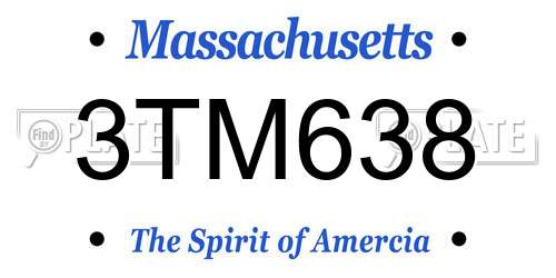 3TM638 Massachusetts License Plate