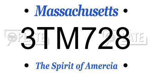 3TM728 Massachusetts License Plate