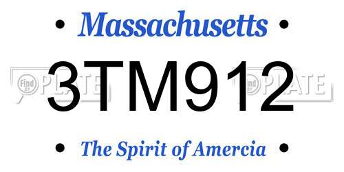 3TM912 Massachusetts License Plate