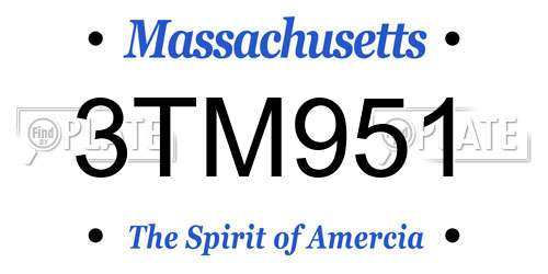 3TM951 Massachusetts License Plate