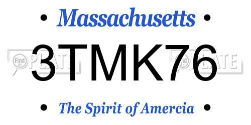 3TMK76 Massachusetts License Plate
