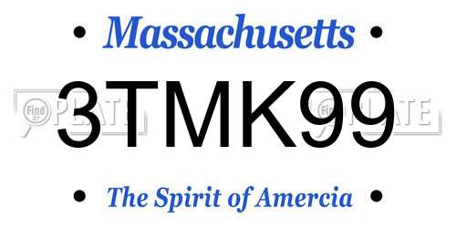 3TMK99 Massachusetts License Plate