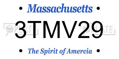 3TMV29 Massachusetts License Plate