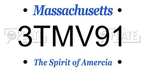 3TMV91 Massachusetts License Plate