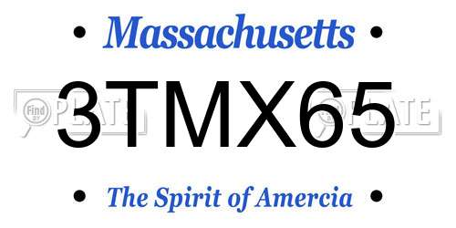 3TMX65 Massachusetts License Plate