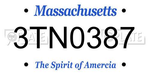 3TN0387 Massachusetts License Plate