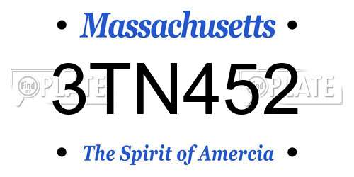 3TN452 Massachusetts License Plate