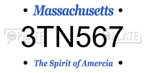 3TN567 Massachusetts License Plate