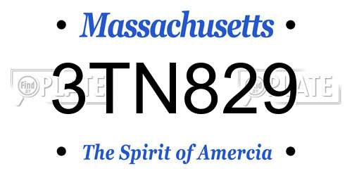 3TN829 Massachusetts License Plate
