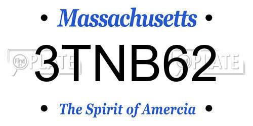 3TNB62 Massachusetts License Plate