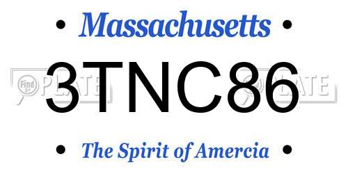3TNC86 Massachusetts License Plate