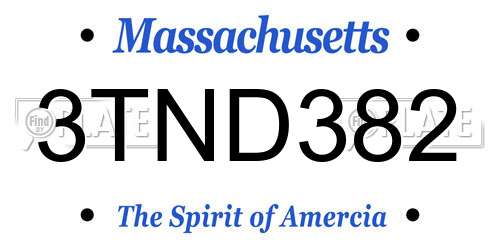 3TND382 Massachusetts License Plate