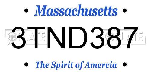 3TND387 Massachusetts License Plate