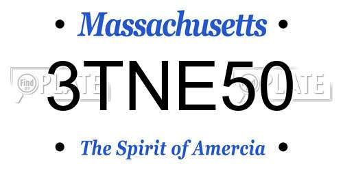 3TNE50 Massachusetts License Plate
