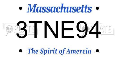 3TNE94 Massachusetts License Plate