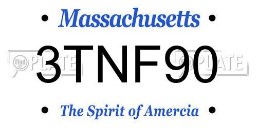 3TNF90 Massachusetts License Plate