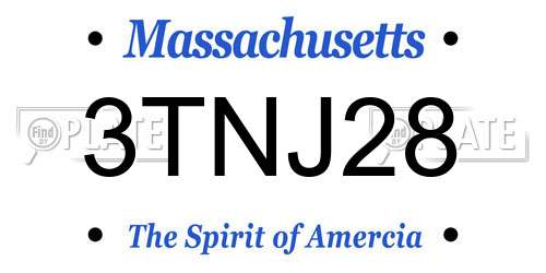 3TNJ28 Massachusetts License Plate